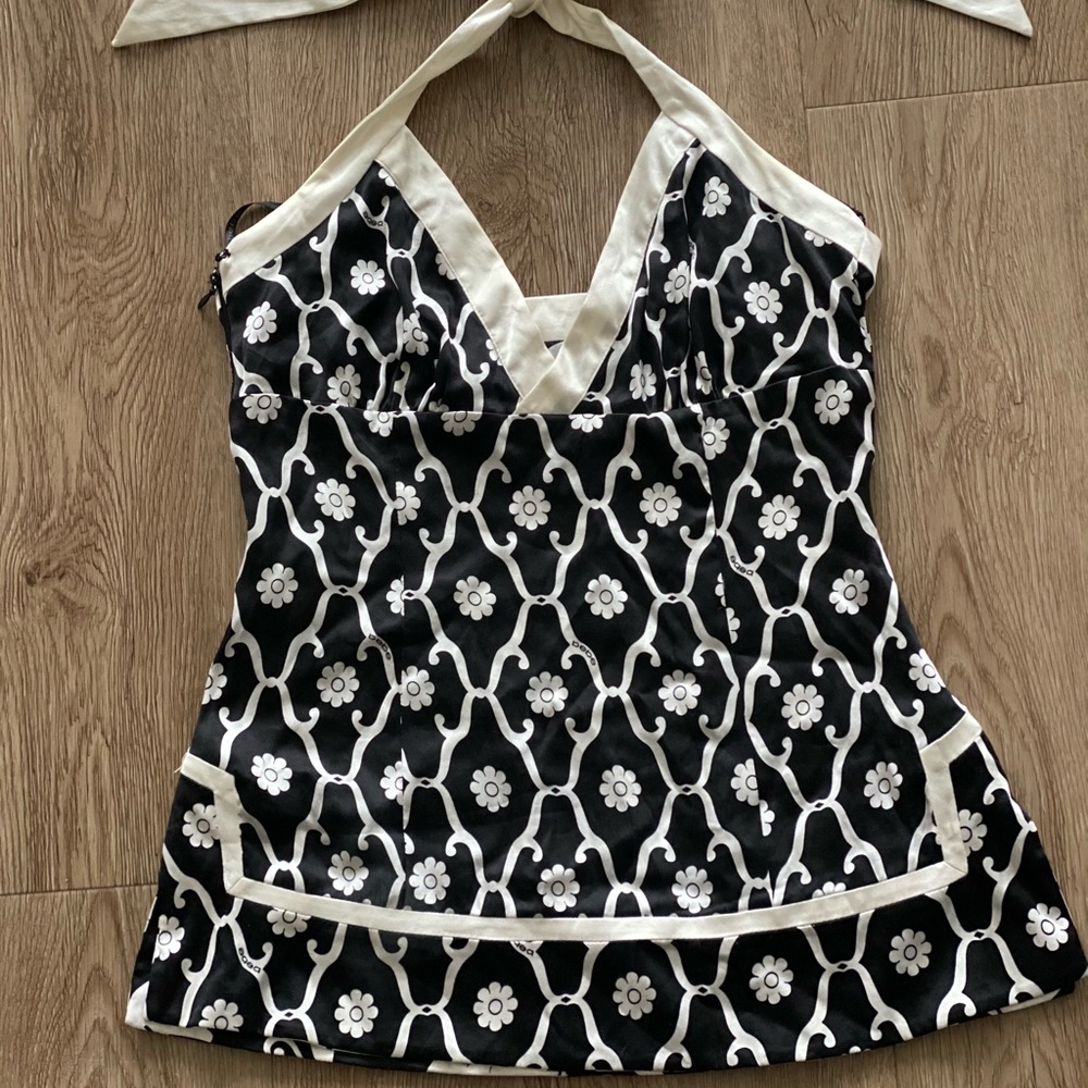 NWOT Vintage Bebe Silk Reversible Halter Top